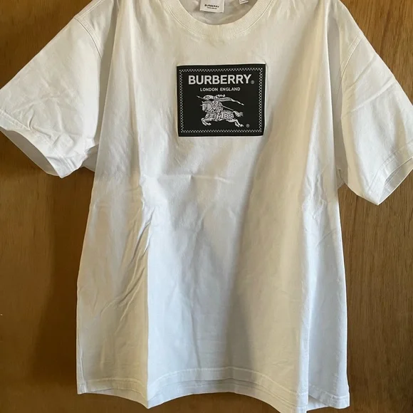 NWT BURBERRY Prorsum Label logo-patch White Tee 100% AUTHENTIC SIZE L - Picture 3 of 9